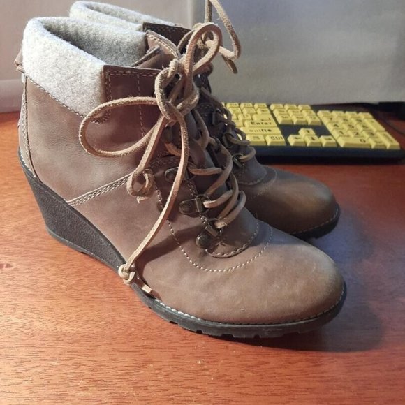 Sperry Shoes - NEW ! Sperry Women Boots Lace Up Wedge Leather Brown Size 9